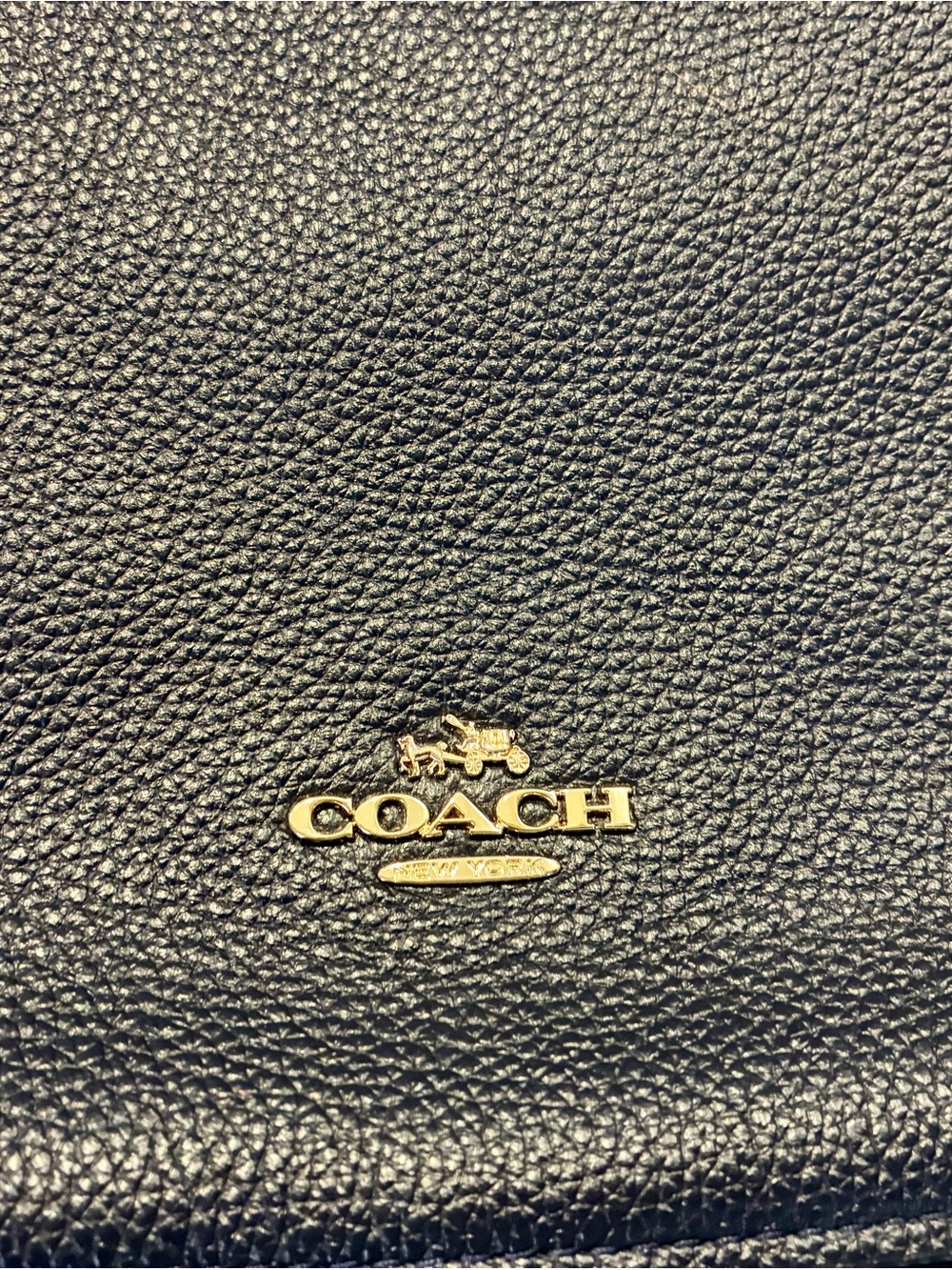 Coach NAVY BLUE Pebbled Leather Shoulder Bag with Gold Hardware Accent - Picture 2 of 11